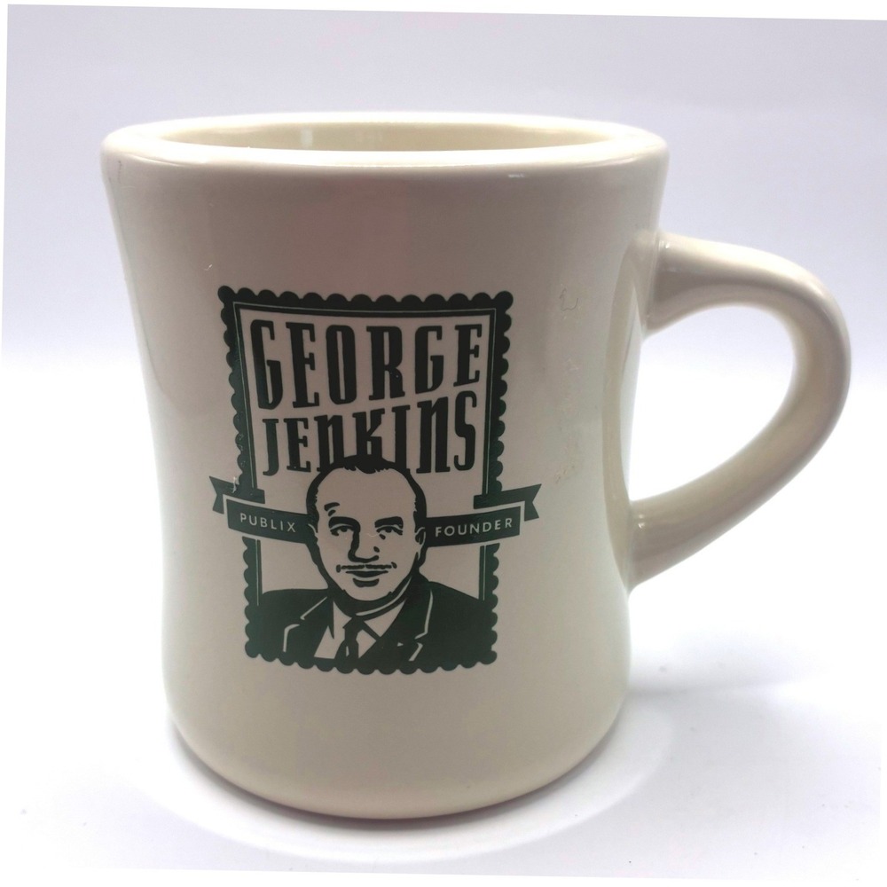 Publix Coffee Mug Cream George Jenkins Founder Quote Diner Style Ceramic